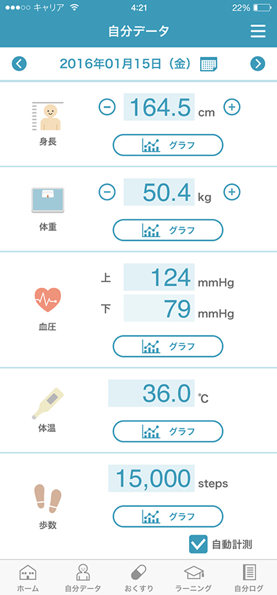 自分データ画面